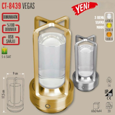 Cata CT-8439 Vegas �arjl� Masa Lambas� Alt�n